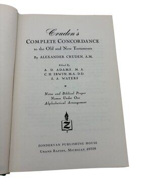 Cruden's Complete Concordance Bible Dictionary 1967 Zondervan HC Index Vintage